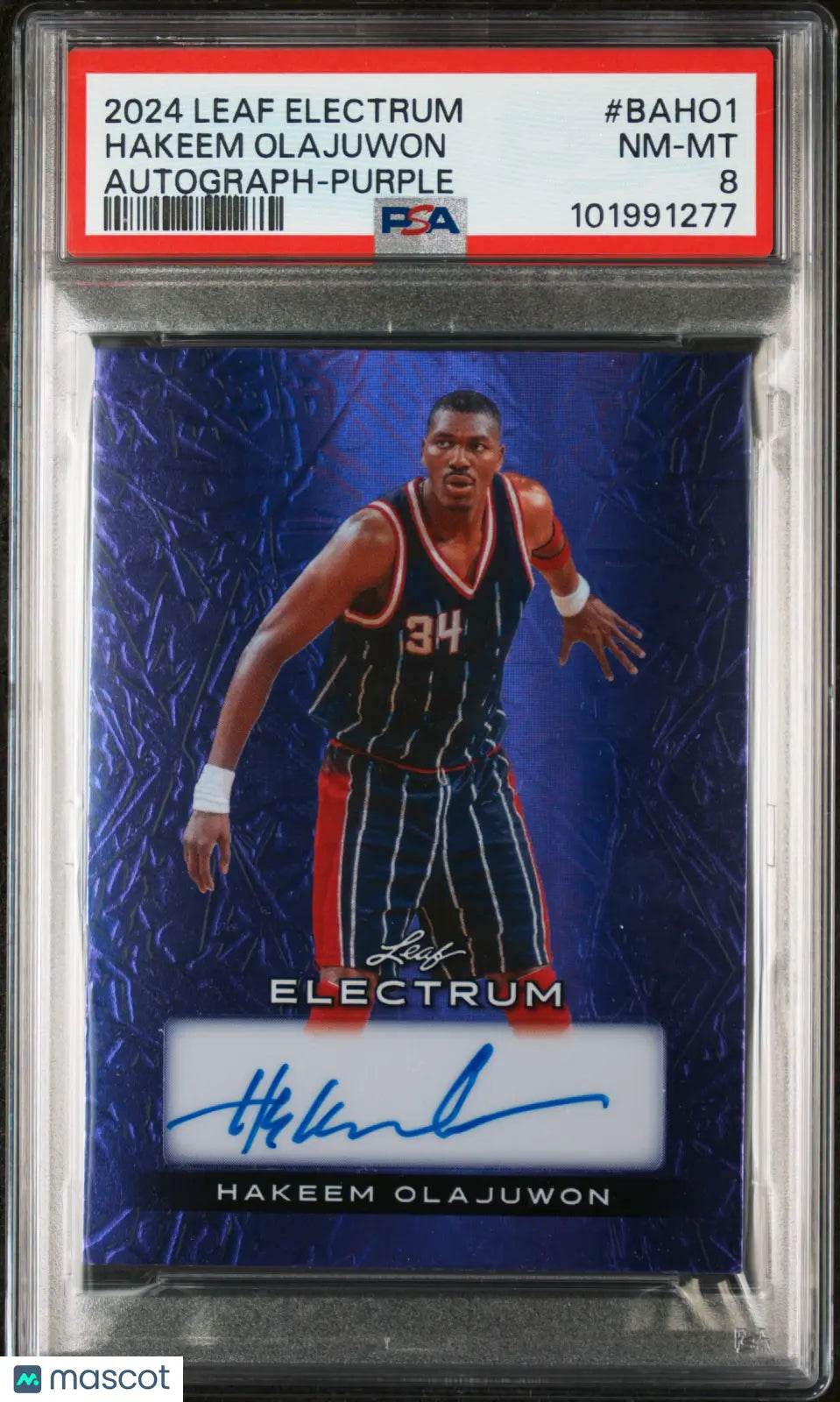 2024 Leaf Electrum Autographs Hakeem Olajuwon Purple PSA 8 1/7 