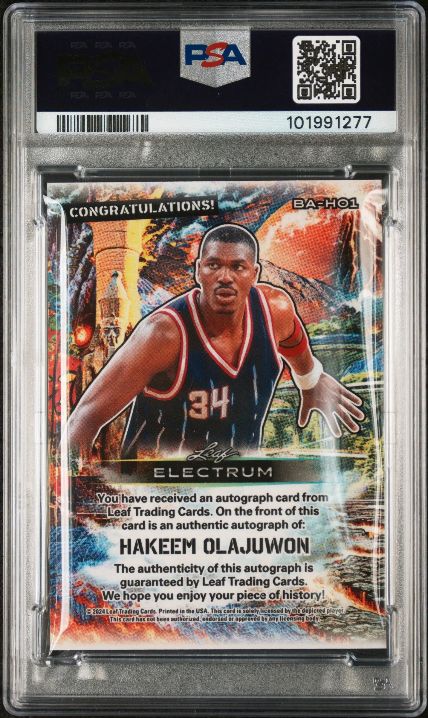 2024 Leaf Electrum Autographs Hakeem Olajuwon Purple PSA 8 1/7 