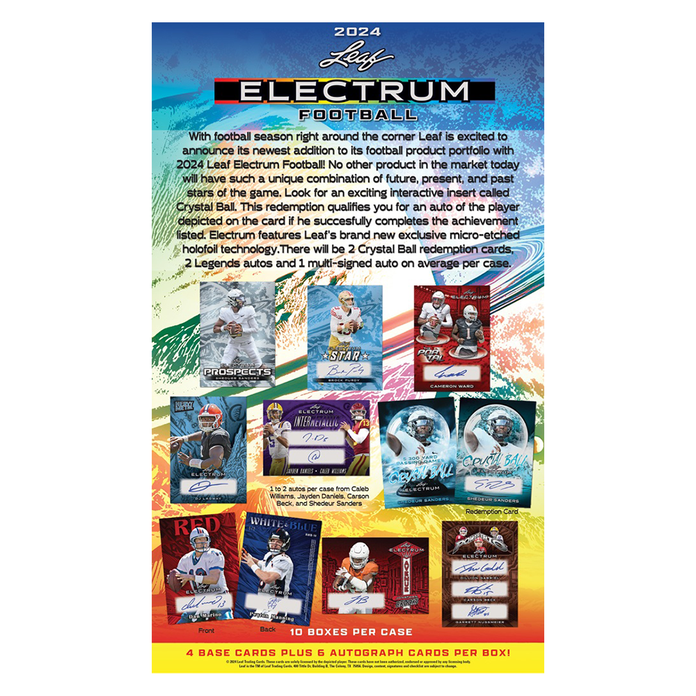 2024 Leaf Electrum Football Hobby Box 