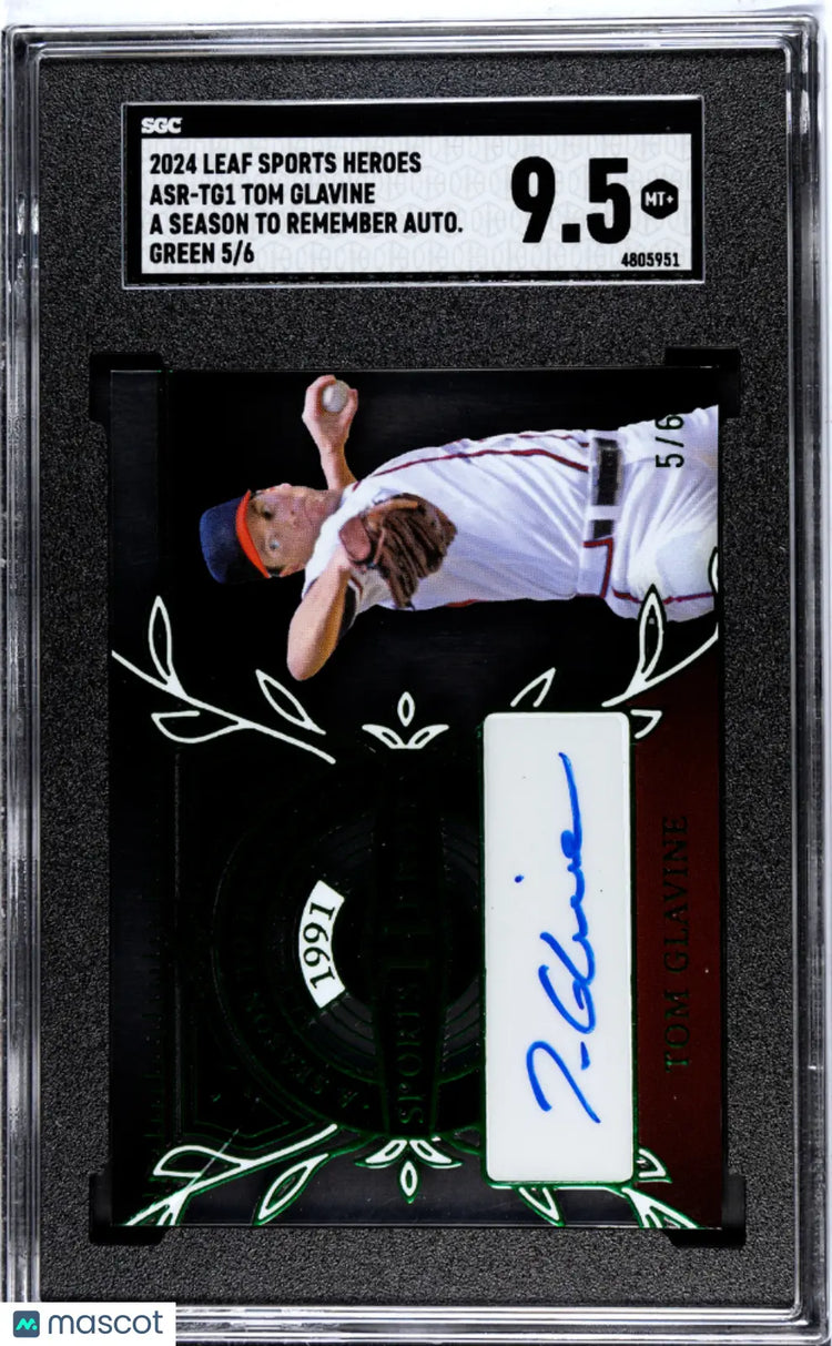 2024 Leaf Sports Heroes Tom Glavine A Season To Remember Green Auto SGC 9.5 /6 