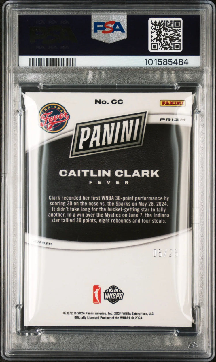 2024 Panini Black Friday Insert 99 Silver Caitlin Clark RC Rookie PSA 8 /25 