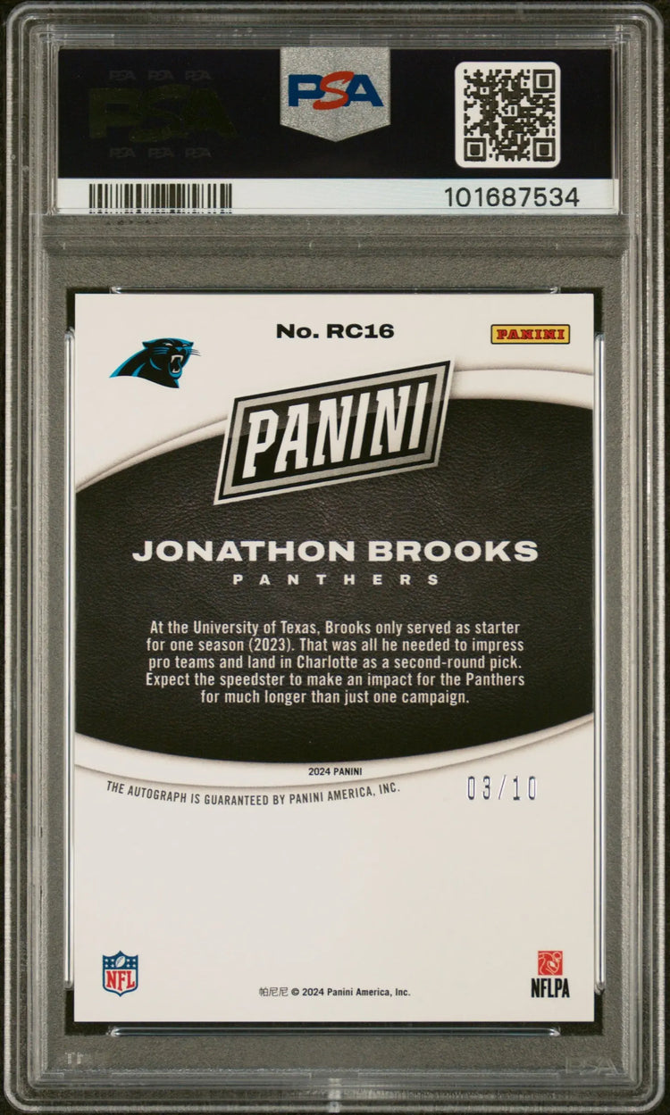 2024 Panini Black Friday VIP Packs Jonathon Brooks Rookies Auto PSA 9 /10 