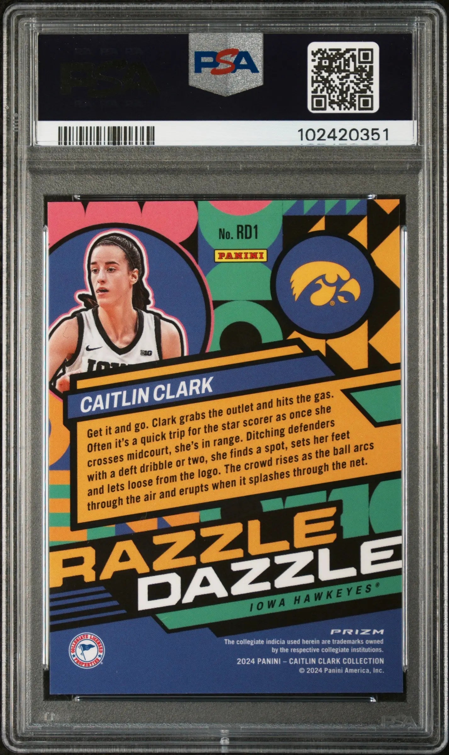 2024 Panini Caitlin Clark Collection Razzle Dazzle Caitlin Clark PSA 10 