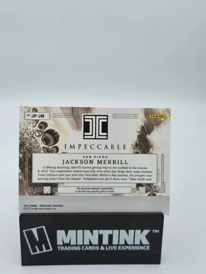 2024 Panini Impeccable Baseball Jackson Merrill RC Rookie Jumbo Hat Patch /6 