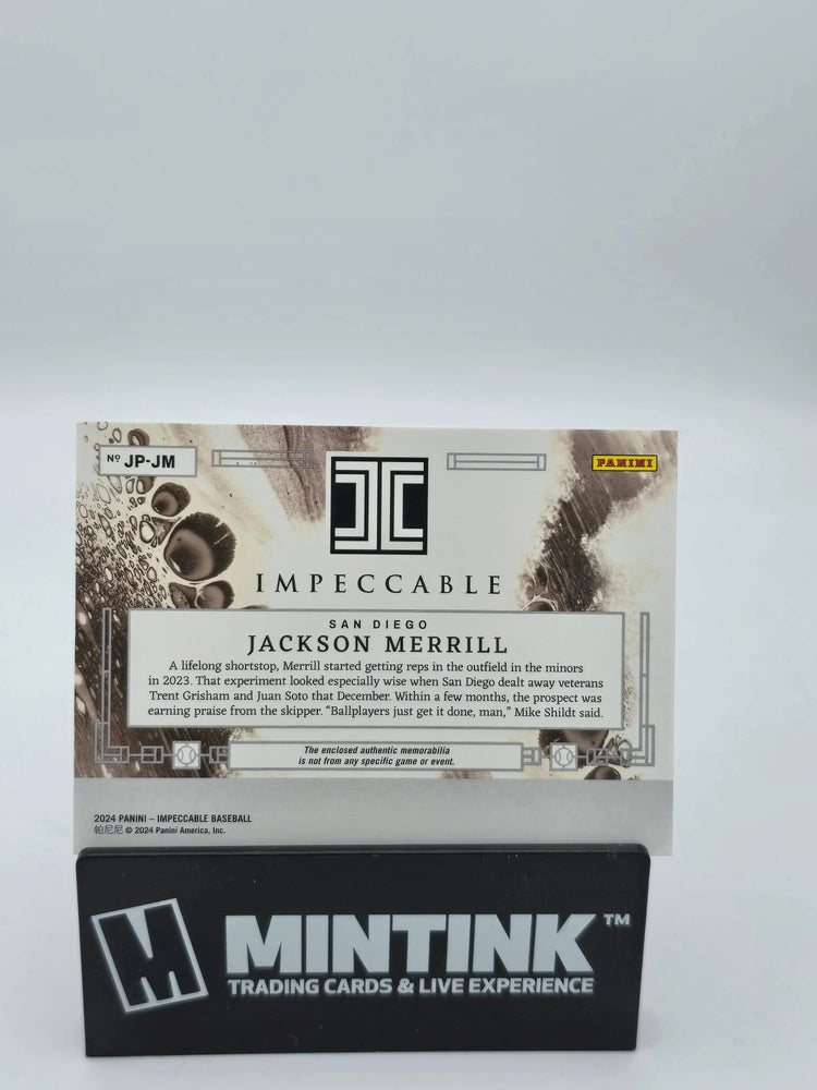 2024 Panini Impeccable Baseball Jackson Merrill RC Rookie Jumbo Hat Patch /6 