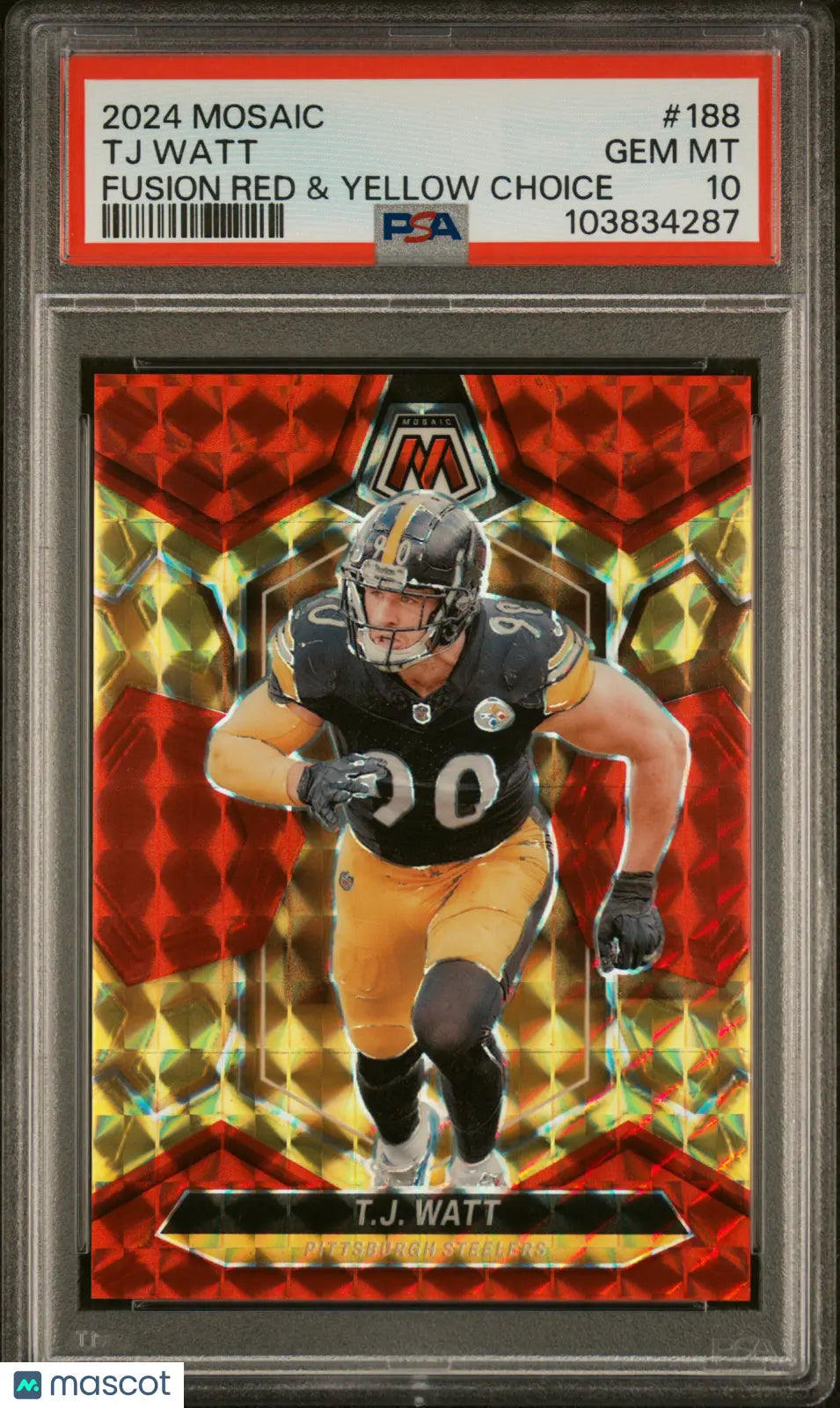 2024 Panini Mosaic TJ Watt Fusion Red Yellow Choice Prizm PSA 10 /80 