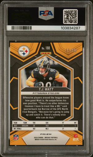 2024 Panini Mosaic TJ Watt Fusion Red Yellow Choice Prizm PSA 10 /80 