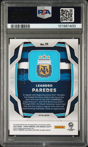 2024 Panini Prizm Conmebol Copa America Leandro Paredes  Blue Prizm PSA 10 /110 