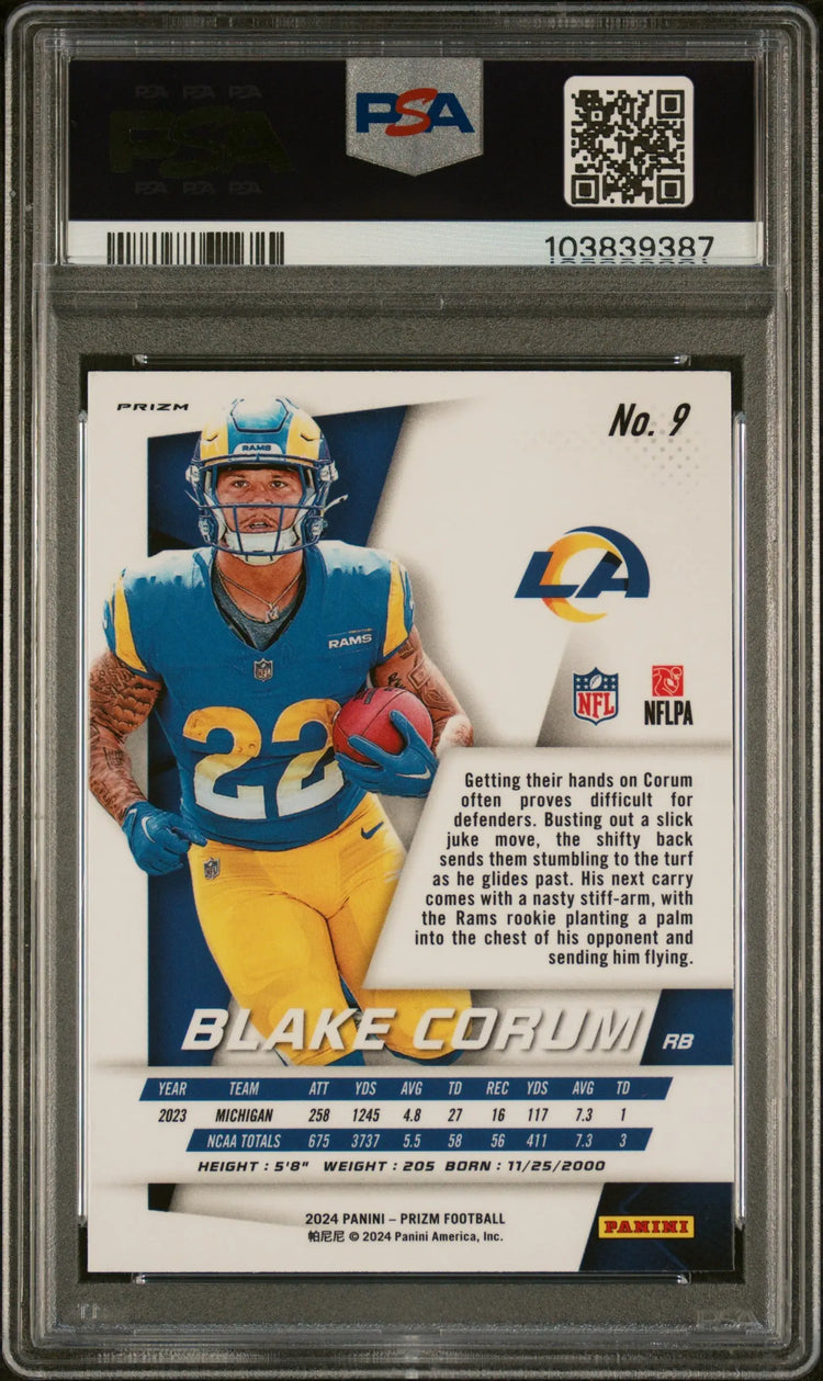 2024 Panini Prizm Prizm Flashback Rookie Blake Corum PSA 9 