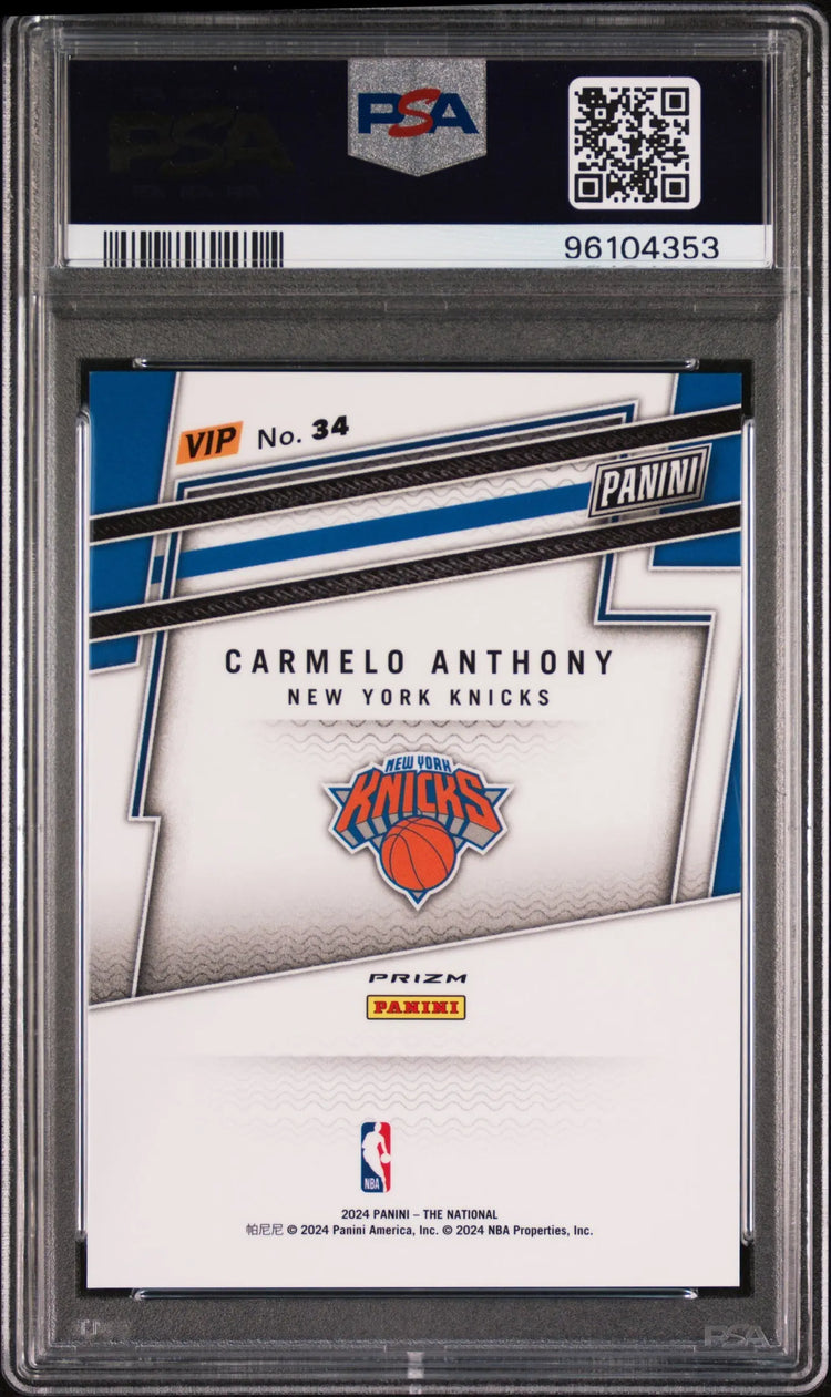 2024 Panini The National VIP Gold Packs Carmelo Anthony Tiger Stripe PSA 9 