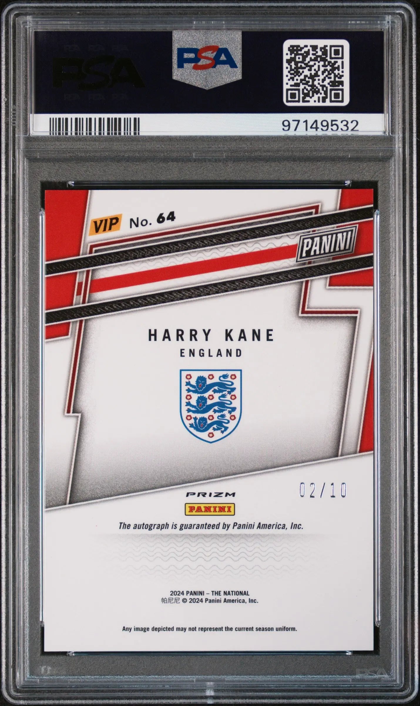 2024 Panini The National VIP Gold Packs Harry Kane Autograph Gold PSA 10 /10 