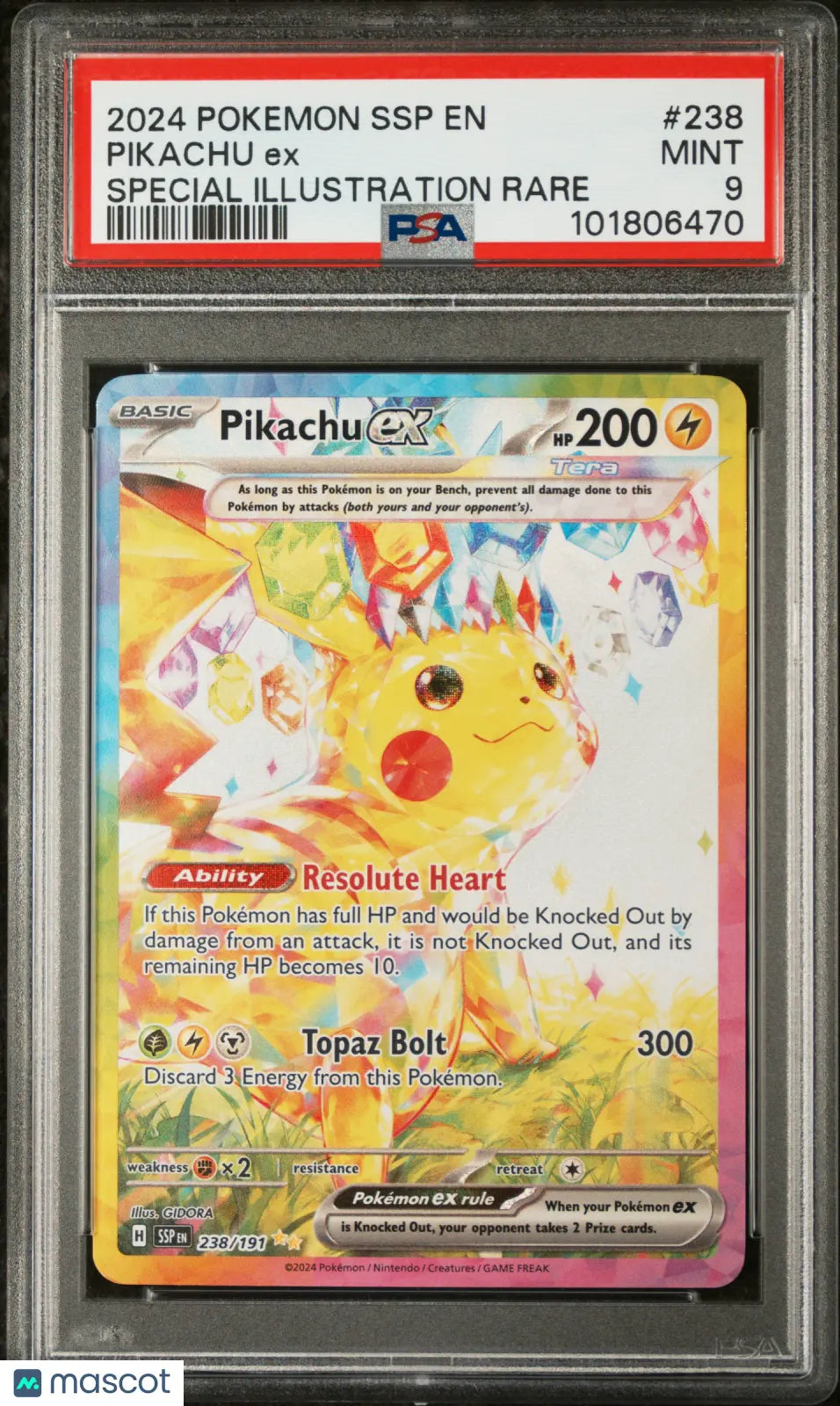 2024 Pokémon Surging Sparks Pikachu EX #238 Special Illustration Rare PSA 9 