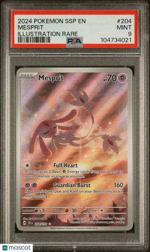 2024 Pokemon Surging Spakrs Mesprit #204 Illustration Rare PSA 9 