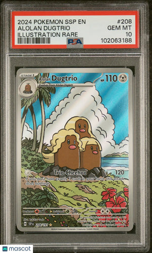 2024 Pokemon Surging Sparks Alolan Dugtrio #208 Illustration Rare PSA 10 