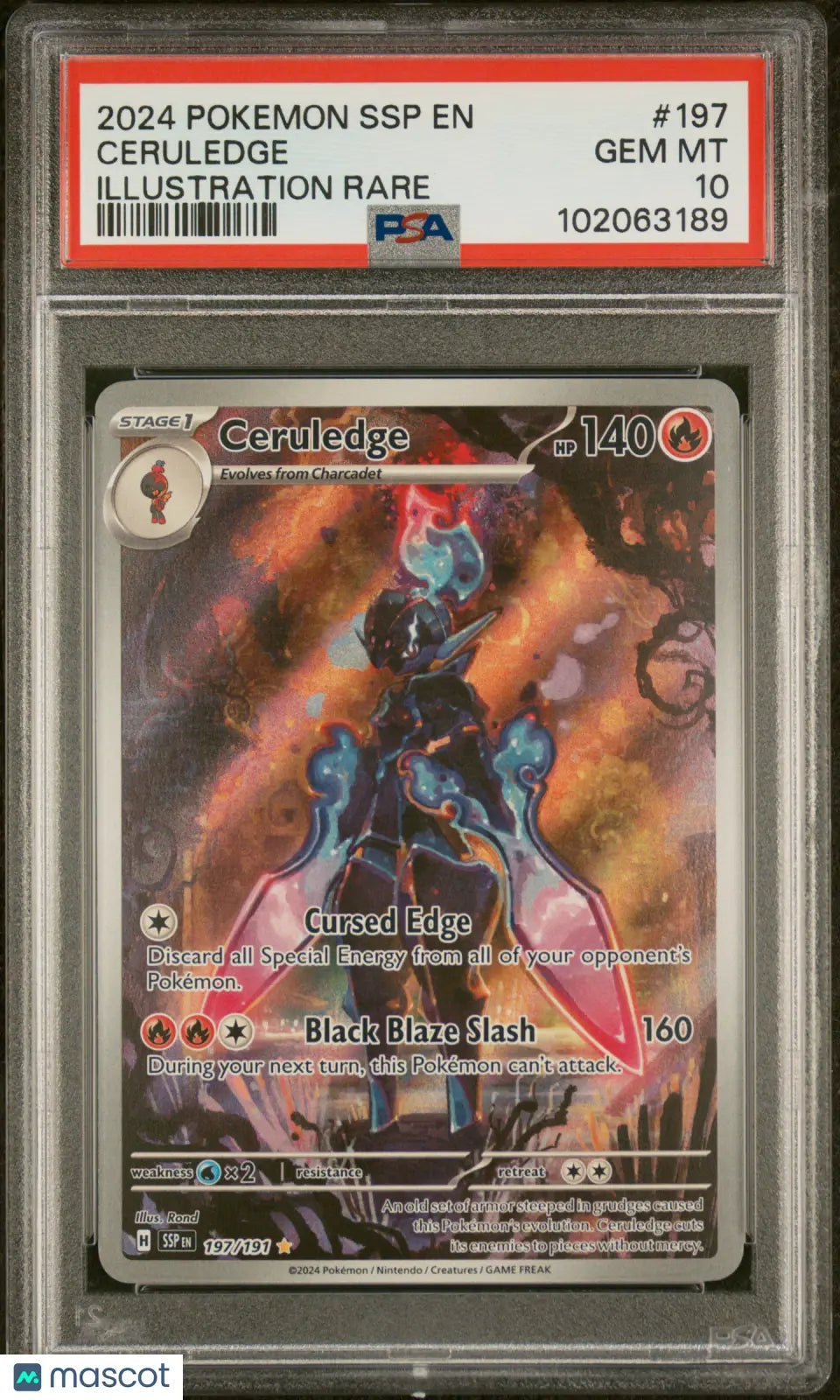 2024 Pokemon Surging Sparks Ceruledge #197 Illustration Rare PSA 10 