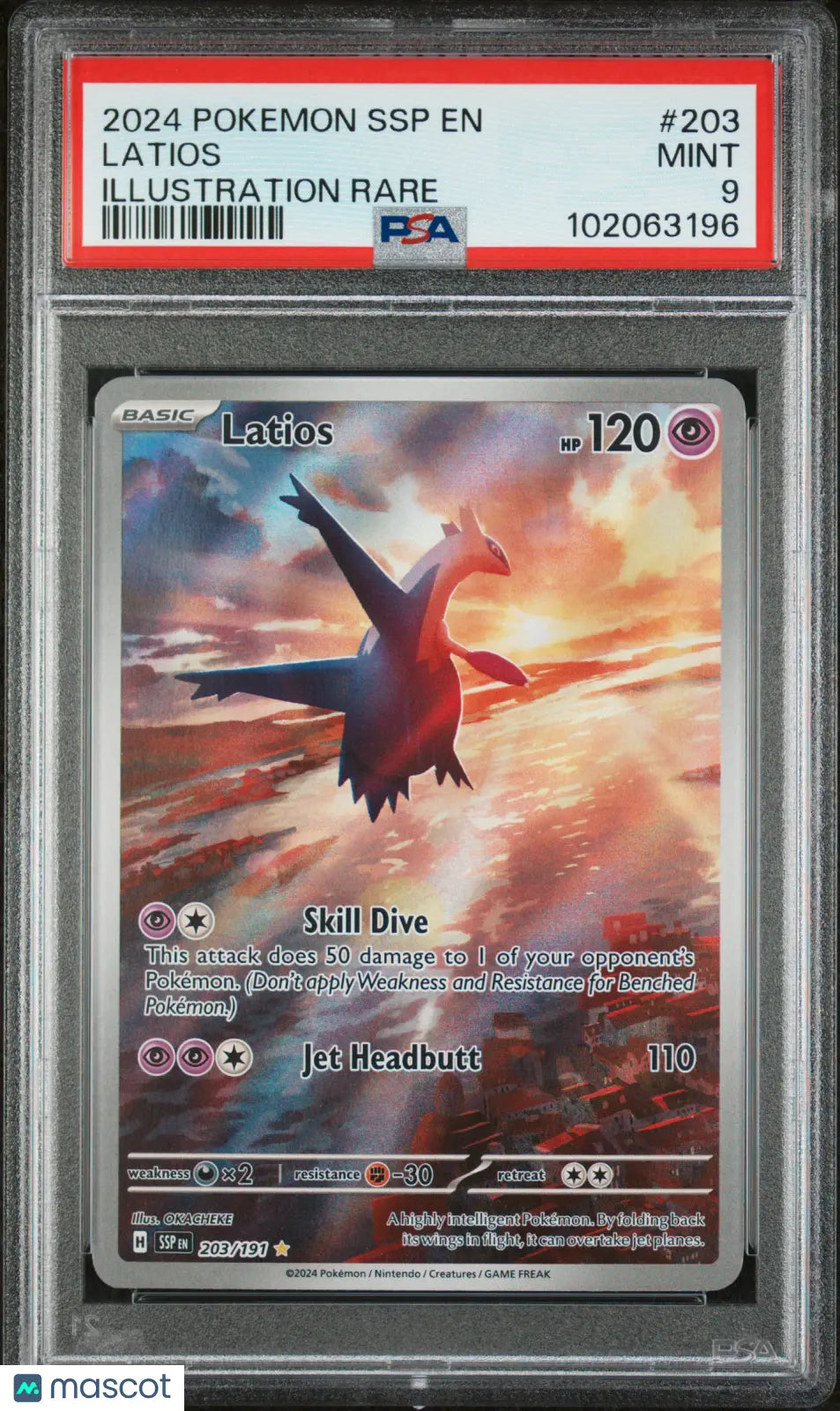 2024 Pokemon Surging Sparks Latios #203 Illustration Rare PSA 9 