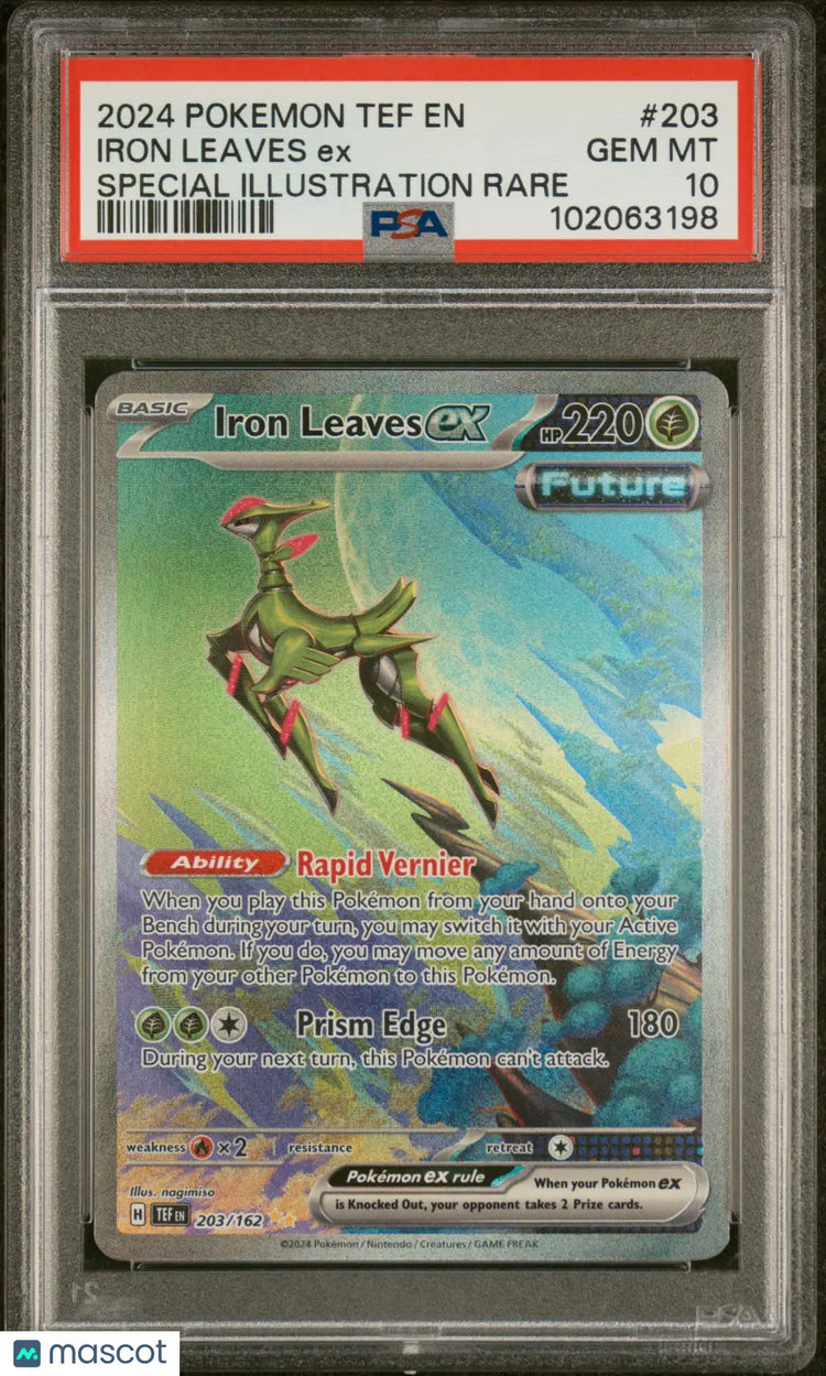 2024 Pokemon Temporal Forces Iron Leaves EX #203 Special Illustration PSA 10 