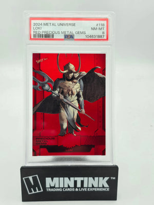 2024 Skybox Metal Universe Avengers Loki PMG Red PSA 8 /100 