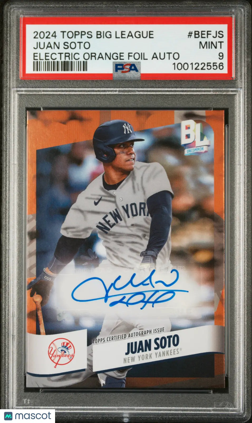 2024 Topps Big League Electric Orange Foil Autographs Juan Soto PSA 9 