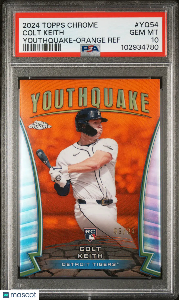 2024 Topps Chrome Colt Keith RC Youthquake Orange Refractor PSA 10 /25 