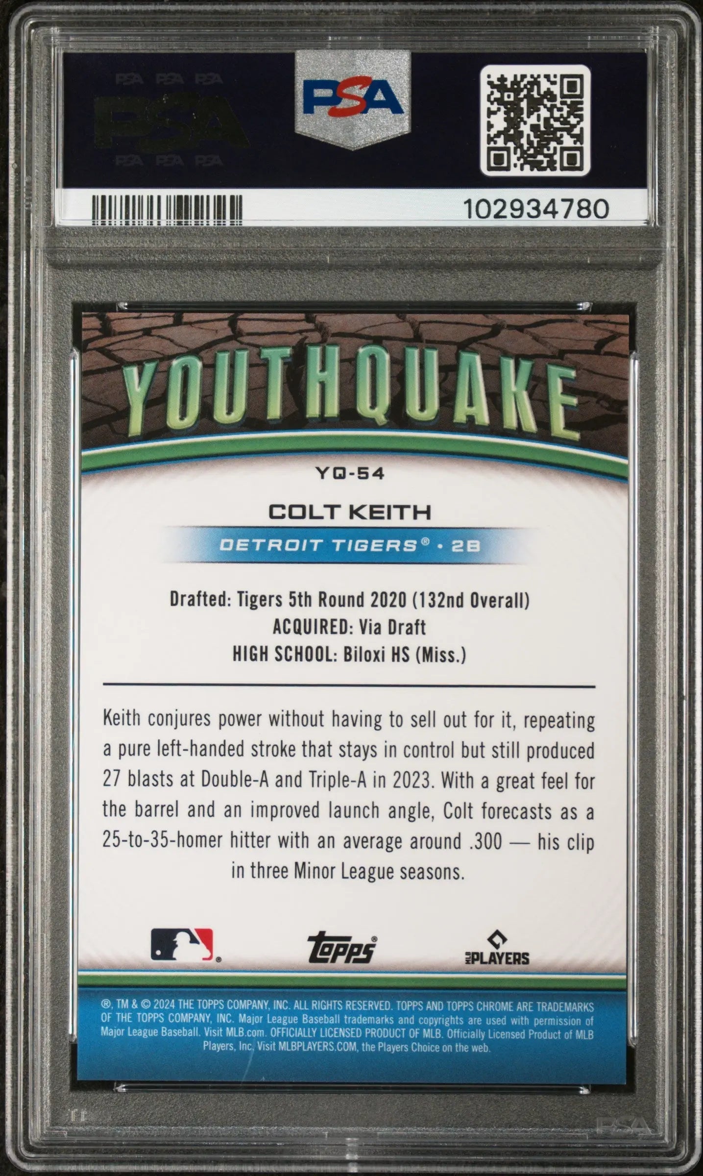 2024 Topps Chrome Colt Keith RC Youthquake Orange Refractor PSA 10 /25 