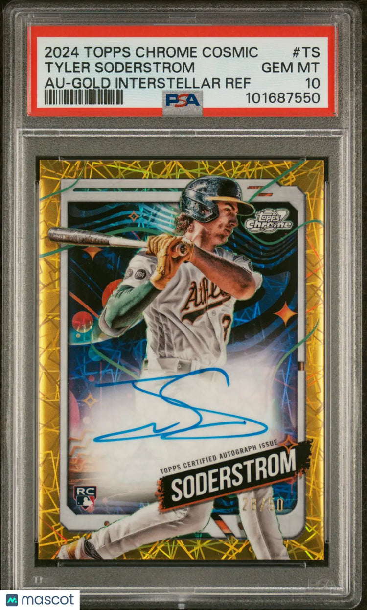 2024 Topps Chrome Cosmic Tyler Soderstrom RC Gold Refractor Auto PSA 10 /50 