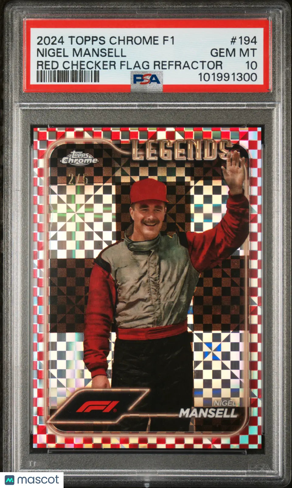 2024 Topps Chrome F1 Nigel Mansell Legends Red Checker Flag Refractor PSA 10 /5 