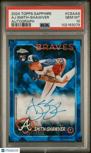 2024 Topps Chrome Sapphire Baseball AJ Smith-Shawver RC Rookie Auto PSA 10 /199 