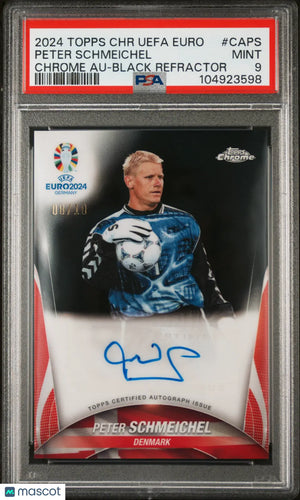 2024 Topps Chrome UEFA Euro Auto Black Refractor Peter Schmeichel PSA 9 /10 