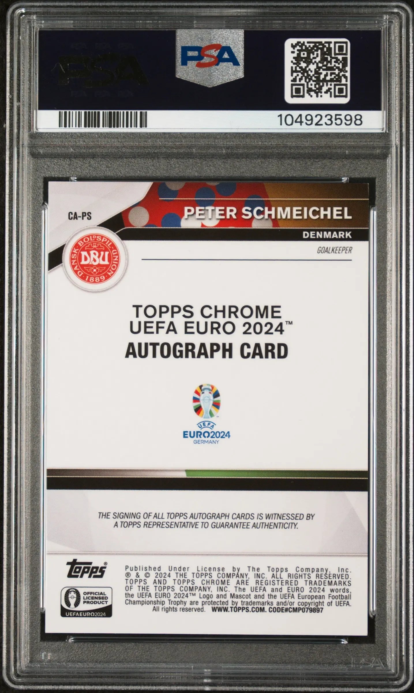 2024 Topps Chrome UEFA Euro Auto Black Refractor Peter Schmeichel PSA 9 /10 