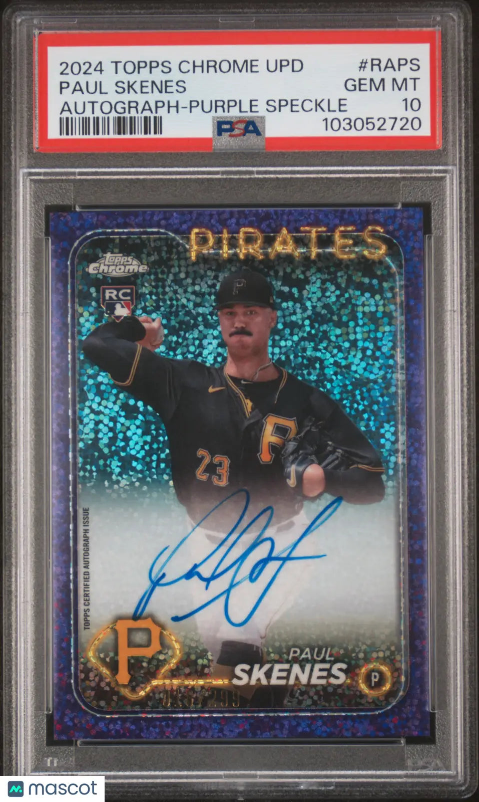 2024 Topps Chrome Update Baseball Paul Skenes RC Purple Speckle Auto PSA 10 /299 