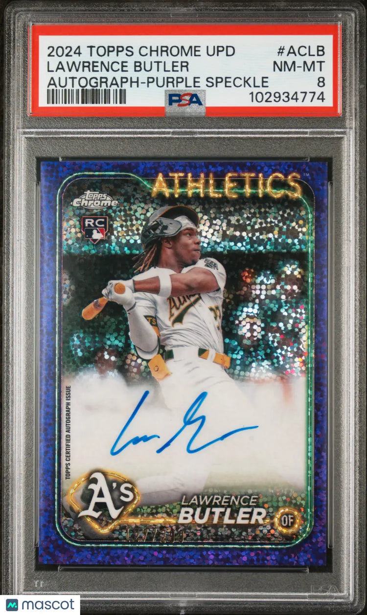 2024 Topps Chrome Update Lawrence Butler RC Auto Purple Speckle PSA 8 /299 