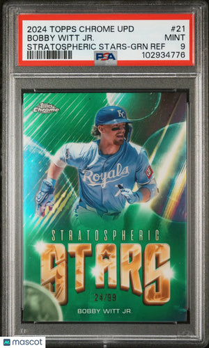 2024 Topps Chrome Update Stratospheric Stars Bobby Witt JR. Green PSA 9 /99 