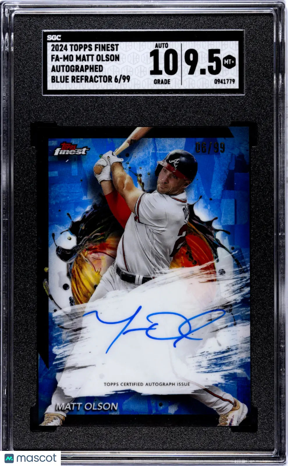 2024 Topps Finest Baseball Matt Olson Blue Refractor Autograph SGC 9.5 /99 