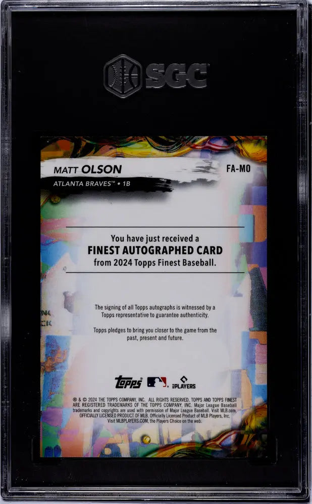 2024 Topps Finest Baseball Matt Olson Blue Refractor Autograph SGC 9.5 /99 