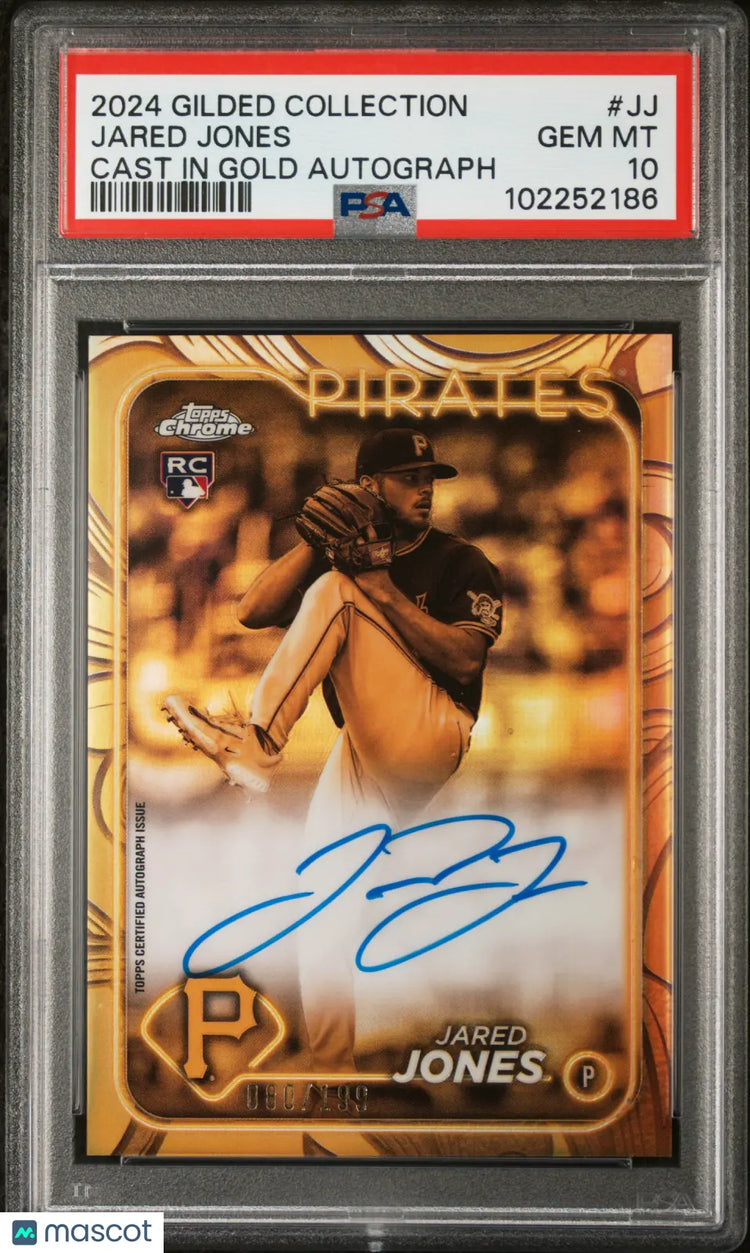 2024 Topps Gilded Baseball Chrome Cast In Gold Auto Jared Jones RC PSA 10 /199 