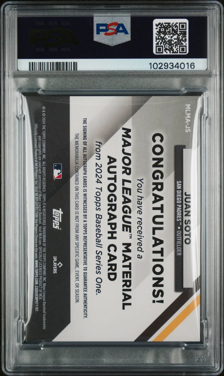 2024 Topps Major League Material Autographs Juan Soto PSA 9 /30 