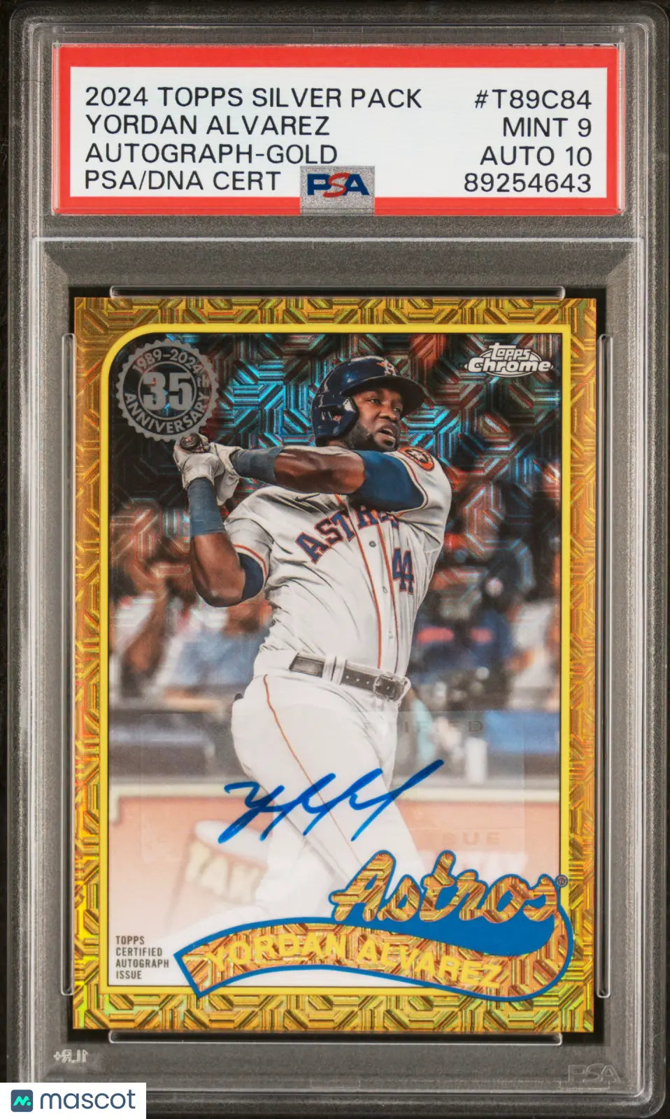 2024 Topps Silver Pack 1989 Chrome Promo Yordan Alvarez Gold Auto PSA 9 /50 