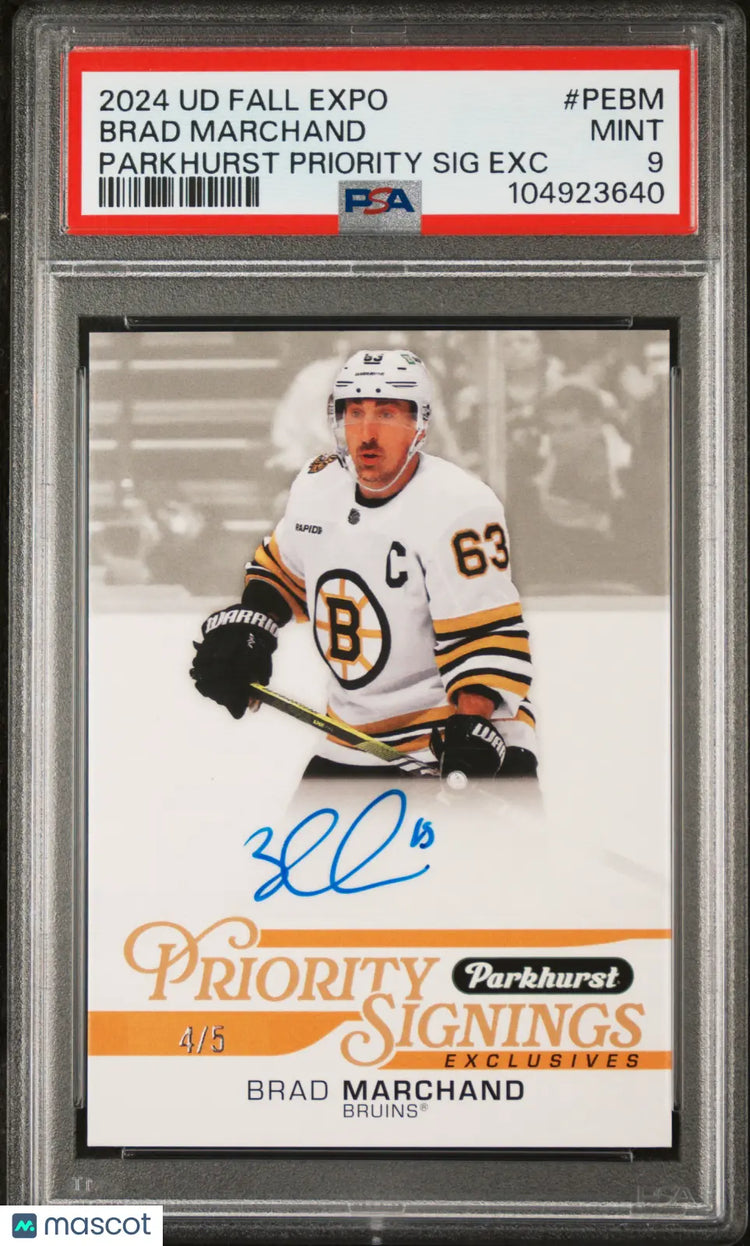 2024 UD Fall Expo Parkhurst Priority Auto Exclusives Brad Marchand PSA 9 /5 