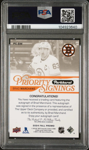 2024 UD Fall Expo Parkhurst Priority Auto Exclusives Brad Marchand PSA 9 /5 