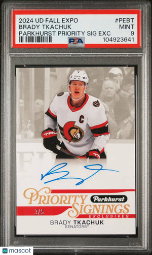 2024 UD Fall Expo Parkhurst Priority Auto Exclusives Brady Tkachuk PSA 9 /5 