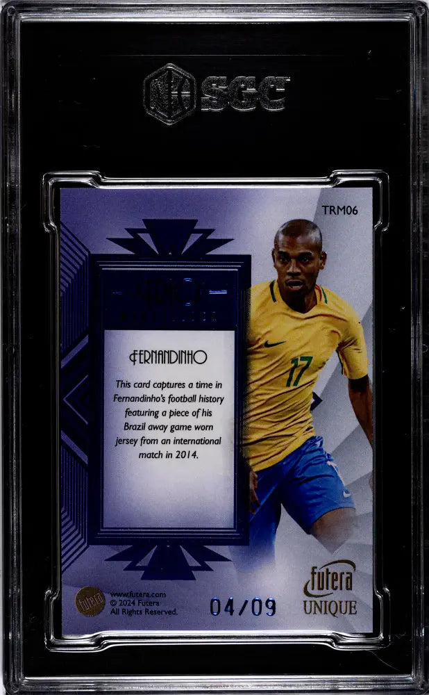 2024 Unique World Football Fernandinho Trio Midfielder Relic Sapphire SGC 10 /9 