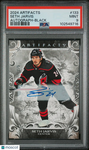 2024 Upper Deck Artifacts Seth Jarvis Auto Autograph Black PSA 9 /5 