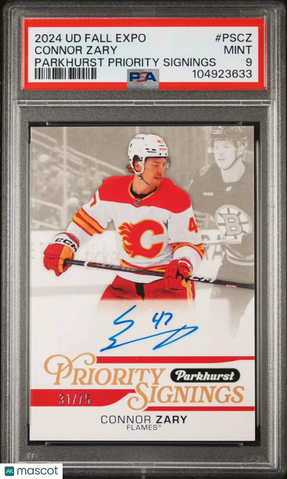 2024 Upper Deck Fall Expo Parkhurst Priority Signings Auto Connor Zary PSA 9 /75 