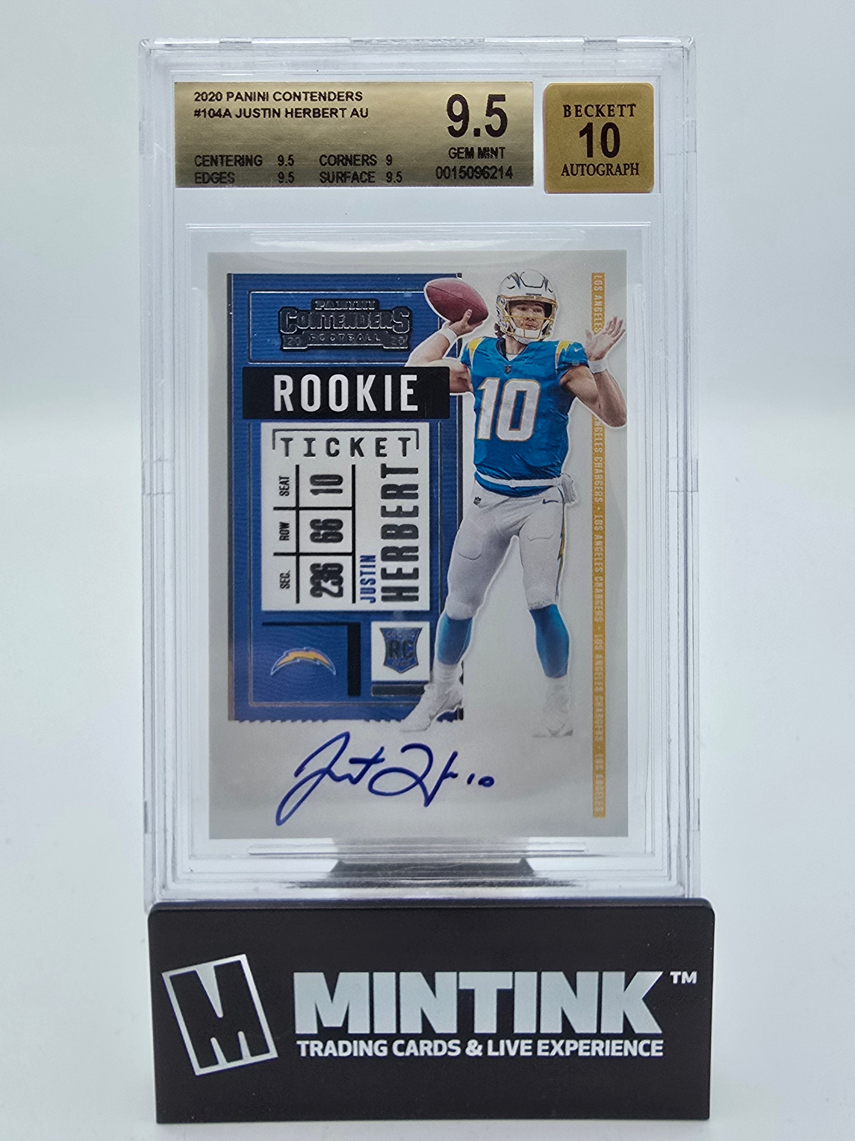 2020 Panini Contenders BGS 9.5 Justin Herbert Rookie Ticket Auto #104 