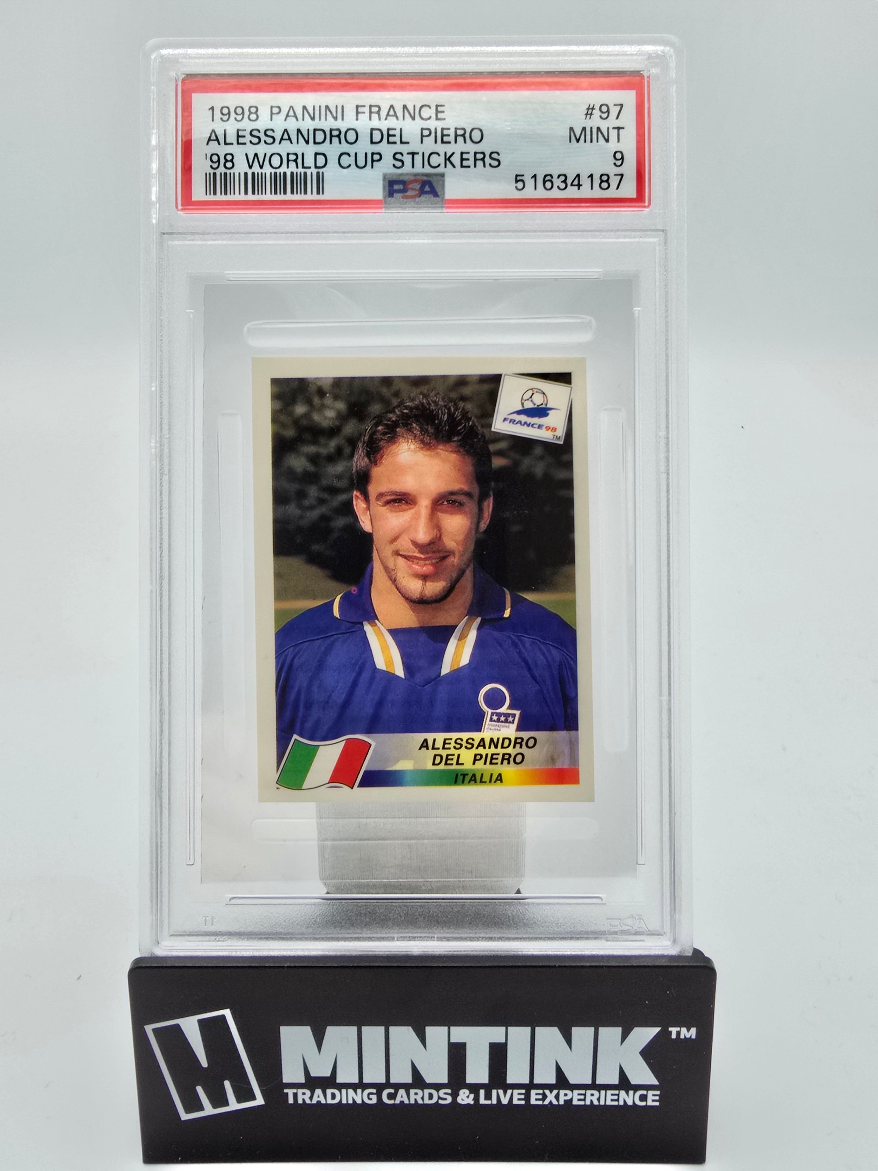 1998 Panini France '98 World Cup Stickers Alessandro Del Piero #97 PSA 9 