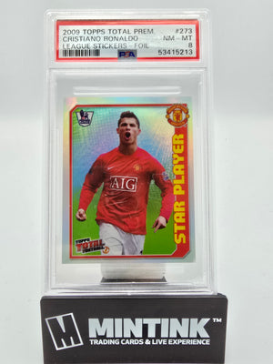 2008-09 Topps Total Football PL Stickers Cristiano Ronaldo Foil #273 PSA 8 