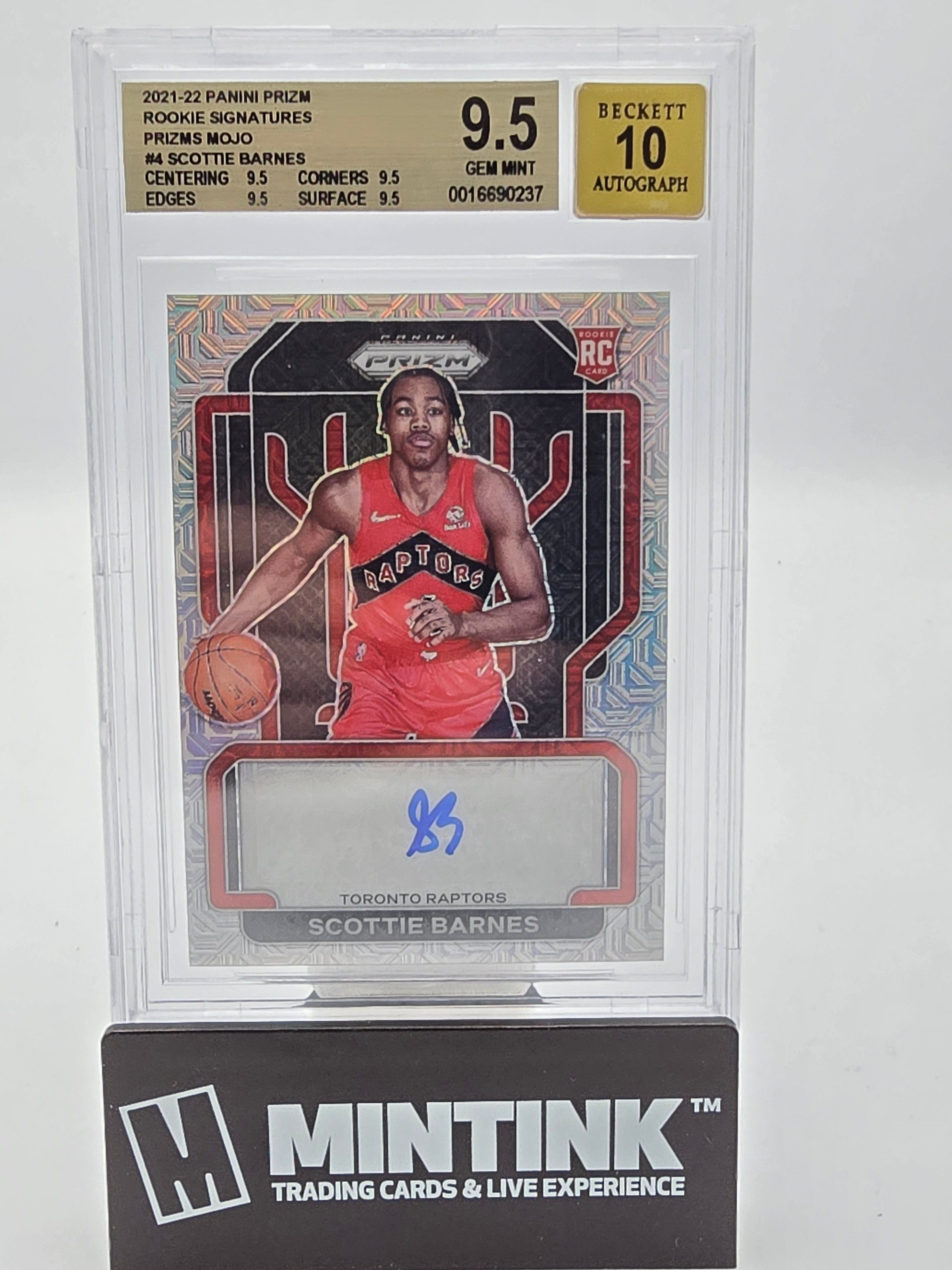 2021-22 Panini Prizm Rookie Signatures Prizms Mojo Scottie Barnes BGS 9.5 /25 