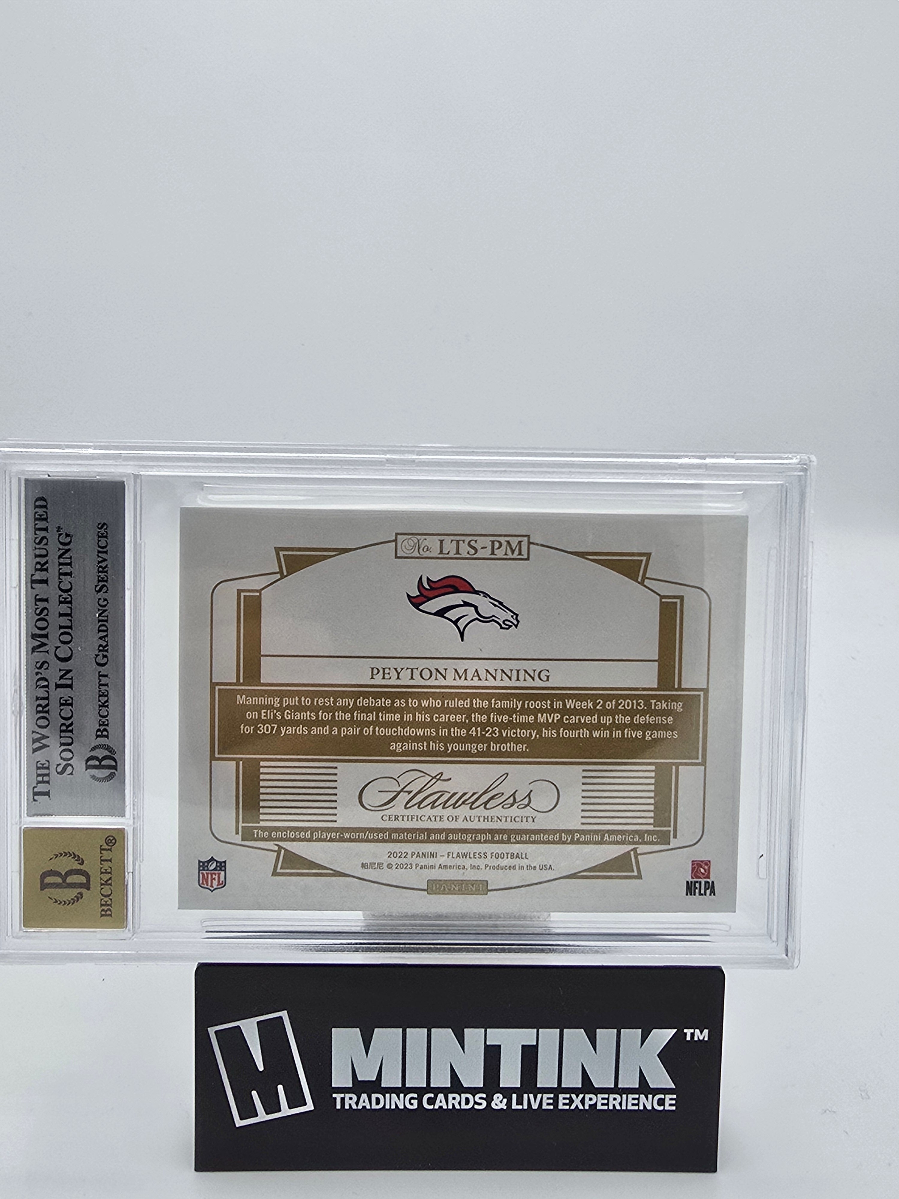 2022 Panini Flawless Laundry Tag Signatures Peyton Manning BGS 8.5 1/3 #60 