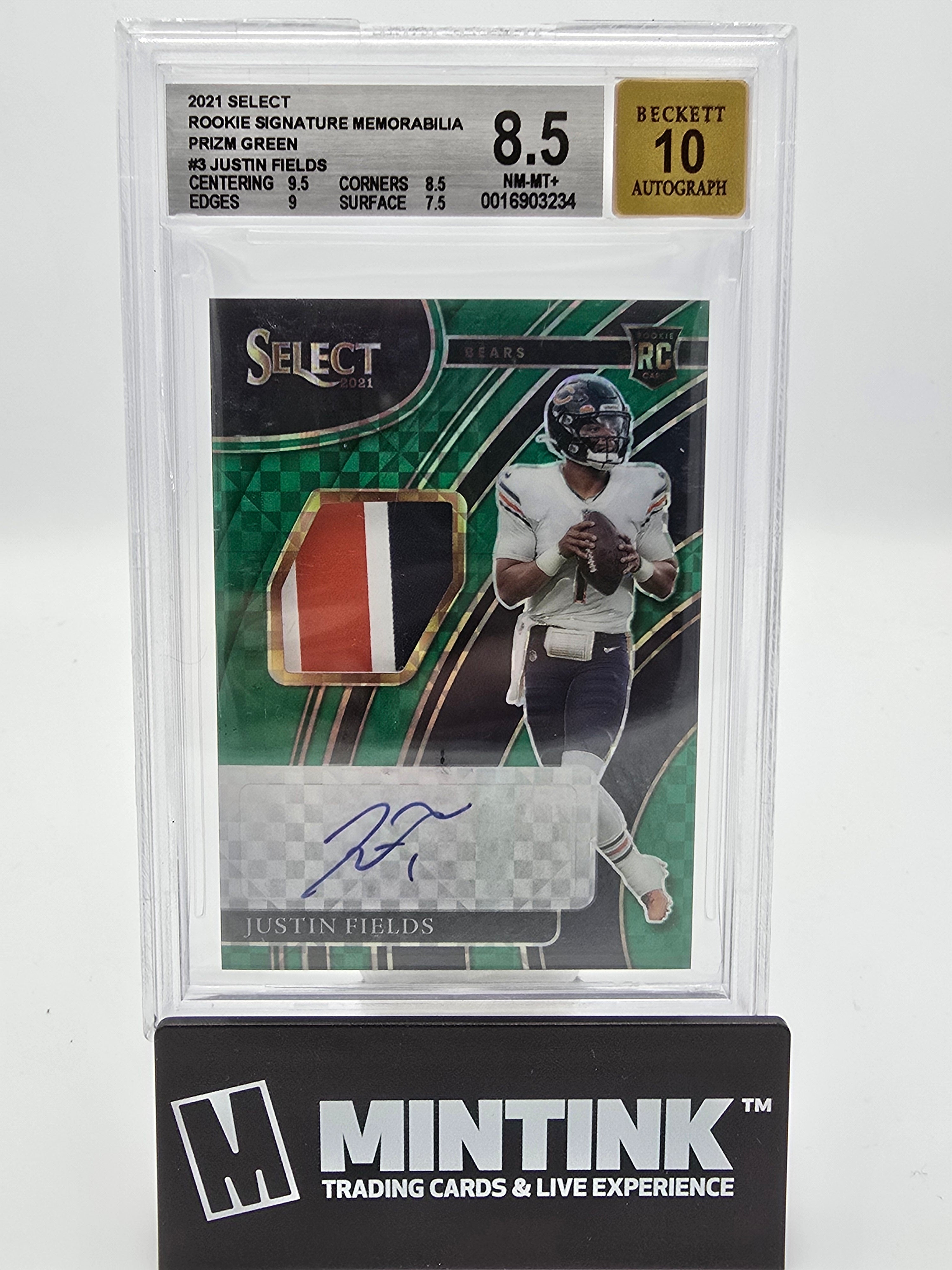 2021 Panini Select Green Prizm RPA Justin Fields BGS 8.5 4/5 #3 